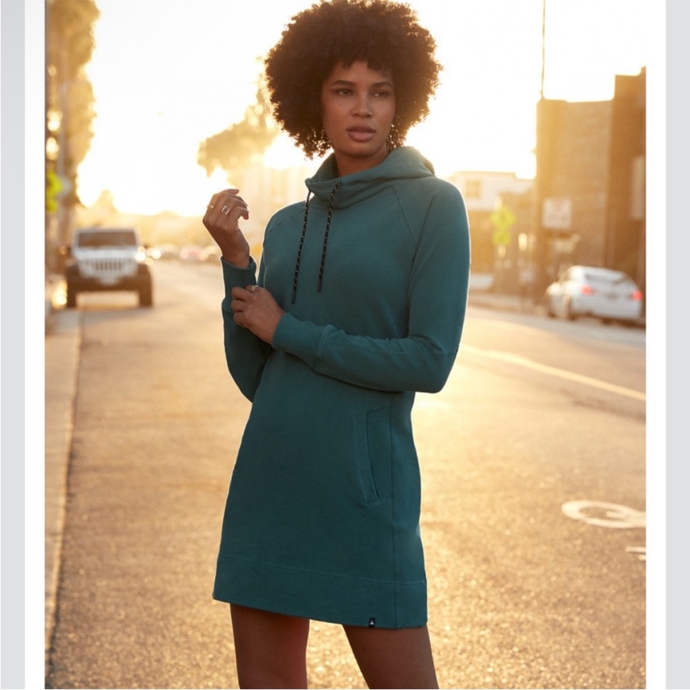 American Giant Teal Hoodie Sweatshirt Dress Casual Comfy XS